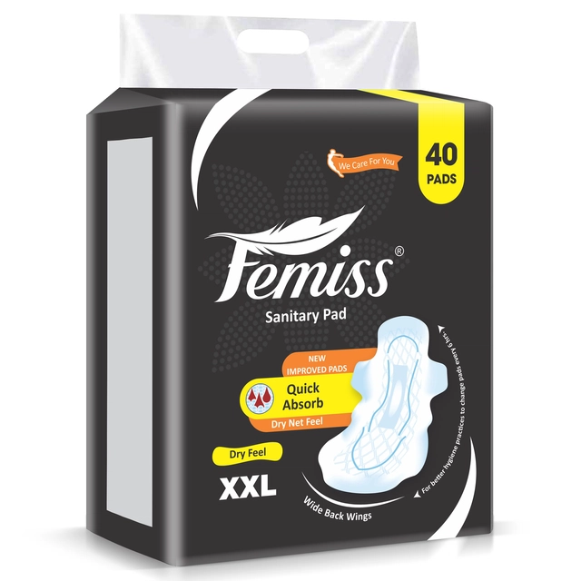 Femiss ड्राई फील सैनिटरी पैड्स - XXL (40 पैड्स)