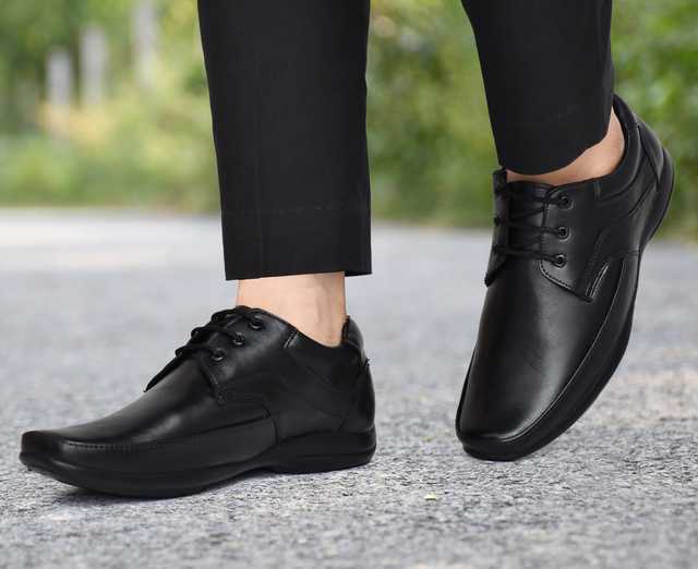 Genuine Leather Lace-Ups Formal Shoes for Men (Black, 7) (K172)