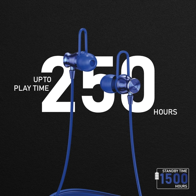 Rechargeable Wireless Bluetooth in-Ear Neckband (Blue)