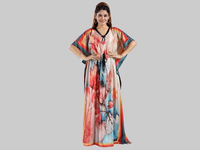 Satin Printed Nightdress for Women (Multicolor, Free size)