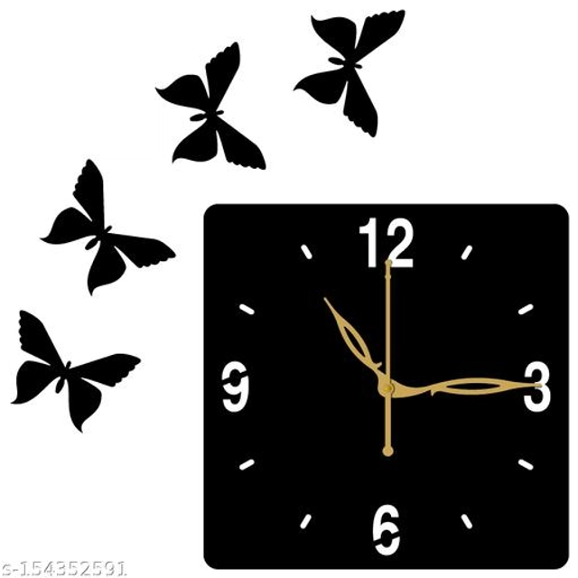 Wooden Wall Clock for Home (Black)