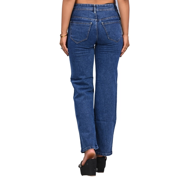 Denim Mid Rise Jeans for Women (Navy Blue, 28)