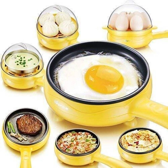 Shopper52 2-in-1 Electric Egg Boiler & Omelette Frying Pan – Non-Stick, Multi-Function Egg Cooker (7 Eggs, Multicolor, Pack of 1)