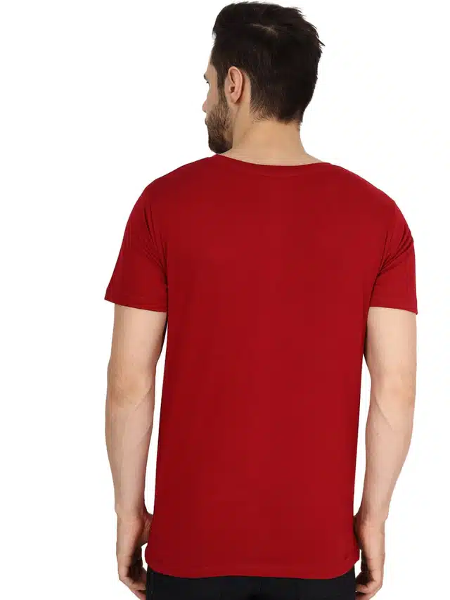 Half Sleeves Solid T-Shirt for Men (Maroon, M)