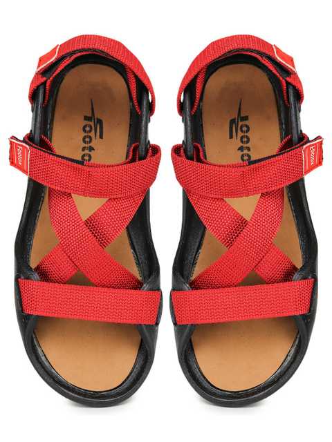Footox Stylish Mens Sandals & Clogs (Red, 5) (F-905)