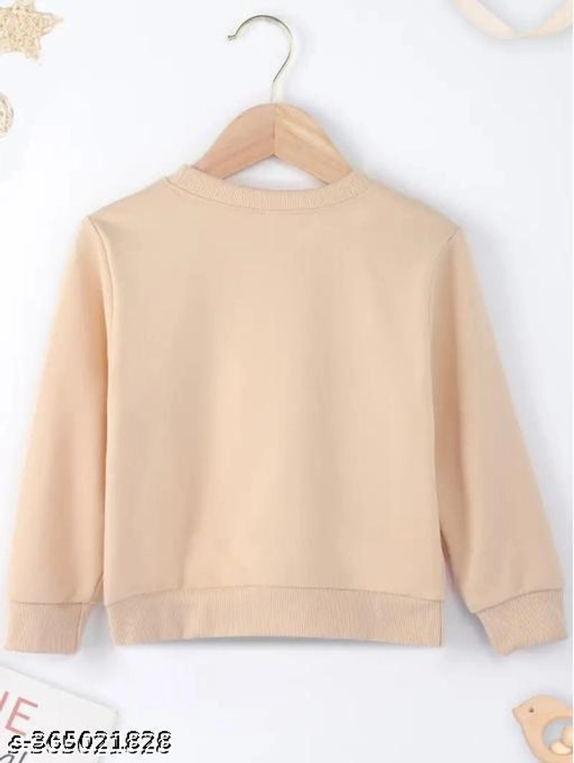 Cotton Blend Sweatshirt for Girls (Beige, 2-3 Years)