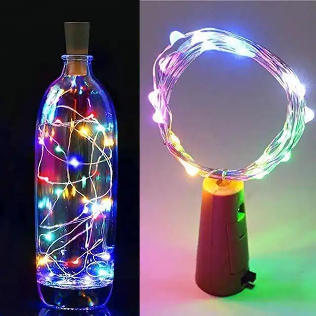 Plastic 20 LED Wine Bottle Cork String Lights (Multicolor, 2 m)