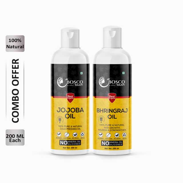 Bosco Touch Pure Jojoba Oil (200 ml) & Bhringraj Oil (200 ml) Combo For Rapid Hair Growth (Pack Of 2) (B-482)
