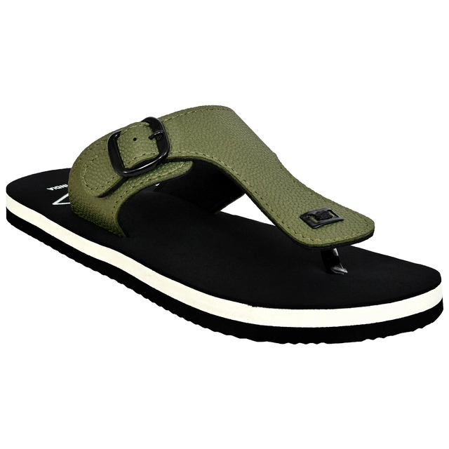 Cozy Wear Solid Flipflops for Men (Green, 6)