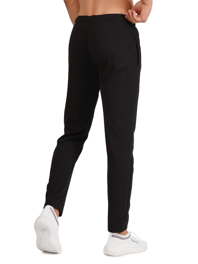 Lycra Solid Trackpant for Men (Dark Black, S)