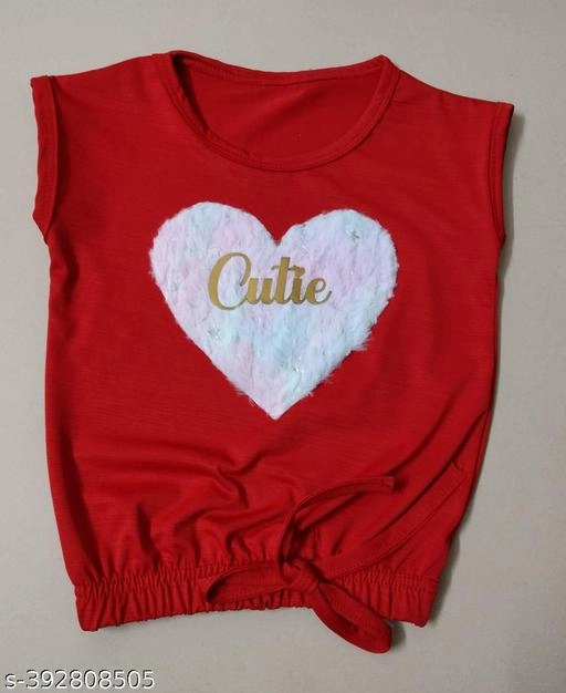 Cotton Blend Sleeveless Top for Girls (Red, 0-1 Years)