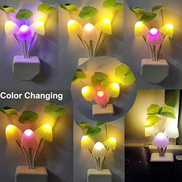 Mushroom Shape Automatic Off/On LED Magic Night Lights (Multicolor)