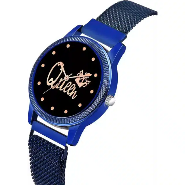 Analog Watch with Magnetic Strap for Women & Girls (Blue)