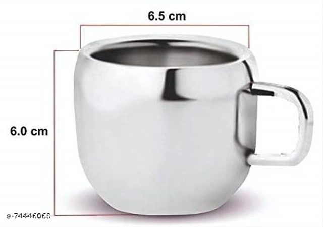 Stainless Steel Tea Cup (Multicolor, 80 ml) (Pack of 6)