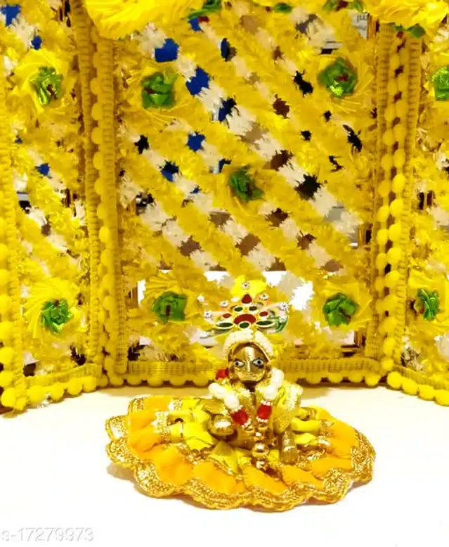 Laddu Gopalji Idol 0 No. with Poshak & Sringar Set (Multicolor)