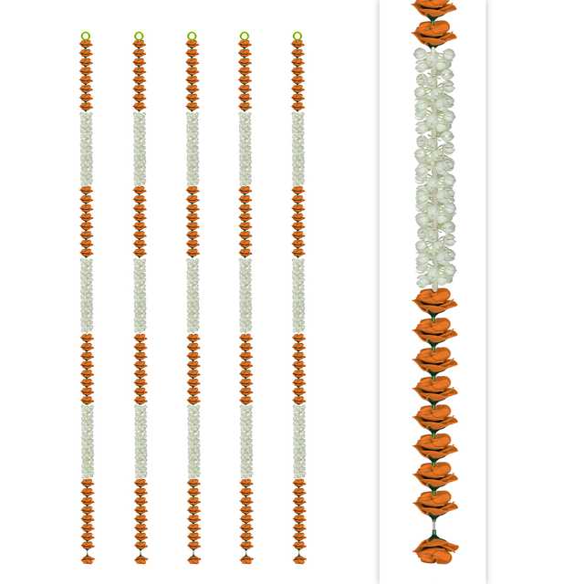 Artificial Jasmine Mogra with Rose Flower (White, 55 Inches) (Pack of 5) (IH-531)