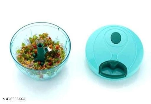 Plastic Manual Vegetables & Fruits Chopper (Blue, 350 ml)