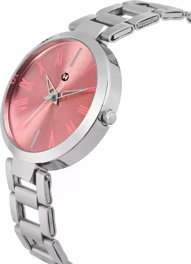 Analog Watch for Women (Silver & Pink)