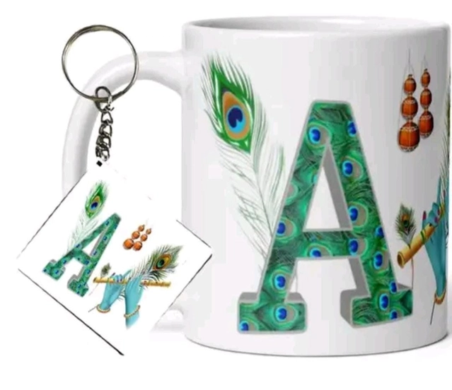 Ceremic Gifting Mug with Key Chain (Multioclor, 330 ml) (Set of 2)