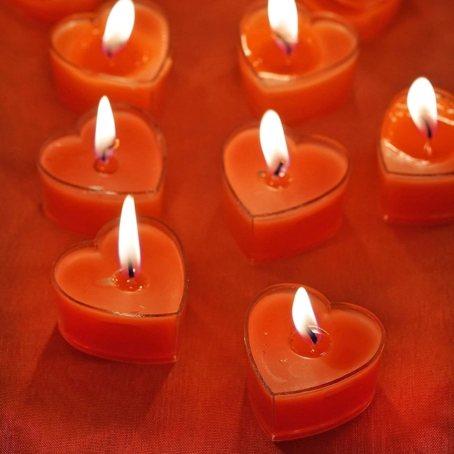 12 Pcs Heart Shaped Tea Light Candles