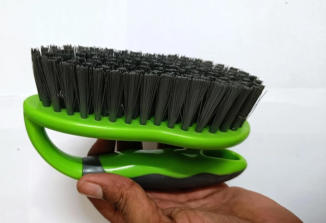 Plastic Heavy Duty Laundry Scrub Brush with Comfort Grip Handle (Green)