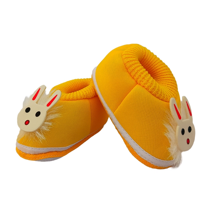 Cotton Booties for Infants (Orange, 0-3 Months)