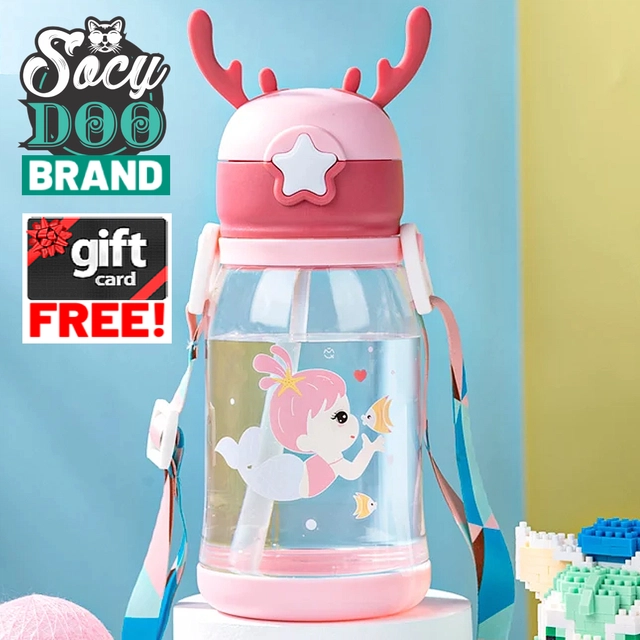 Cartoon Theme Sipper Water Bottle for Kids (Multicolor, 600 ml)