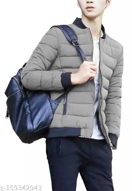 Trendy Nylon Full sleeves Jacket For Men (Grey, L) (A-31)