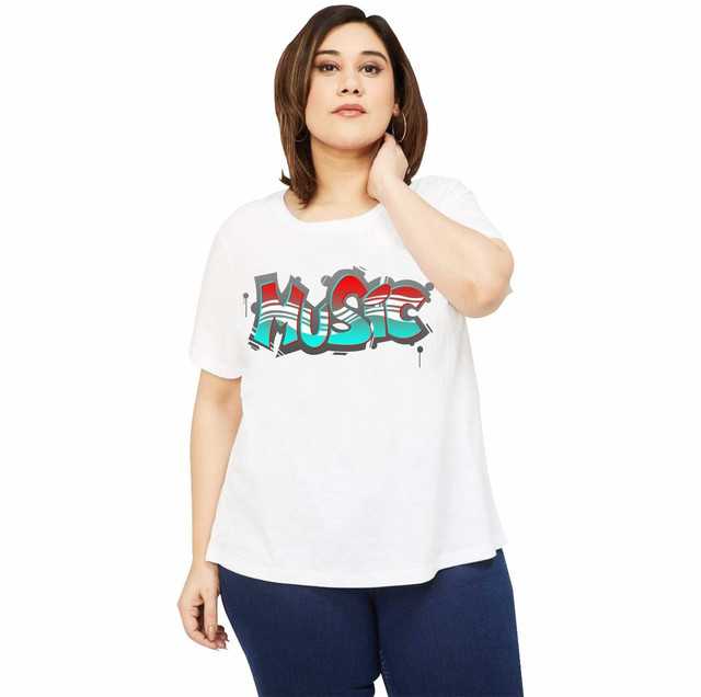 Ragmen Fashion Polyester Womens T-shirts (White, XXXL) (RF-154)