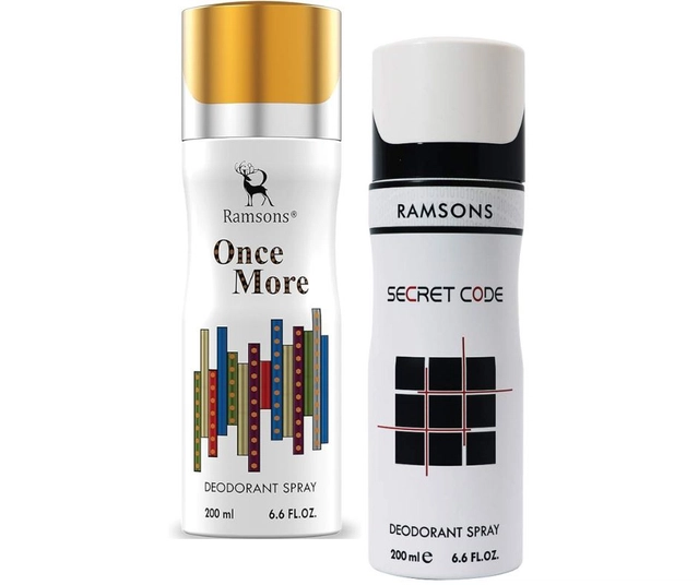 Ramsons Once More with Secret Code Deodorant for Men (200 ml, Pack of 2)