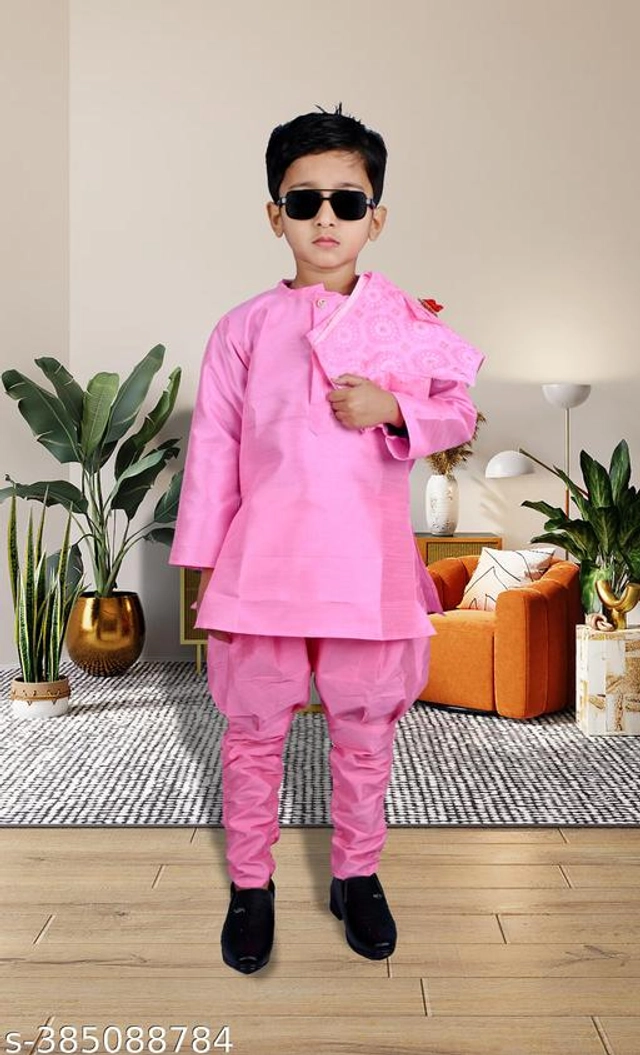 Cotton Blend Sherwani for Boys (Pink, 6-9 Months)