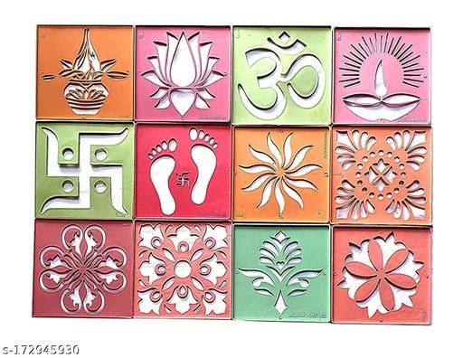 Diwali Rangoli Making Kit (Multicolor, Pack of 12)