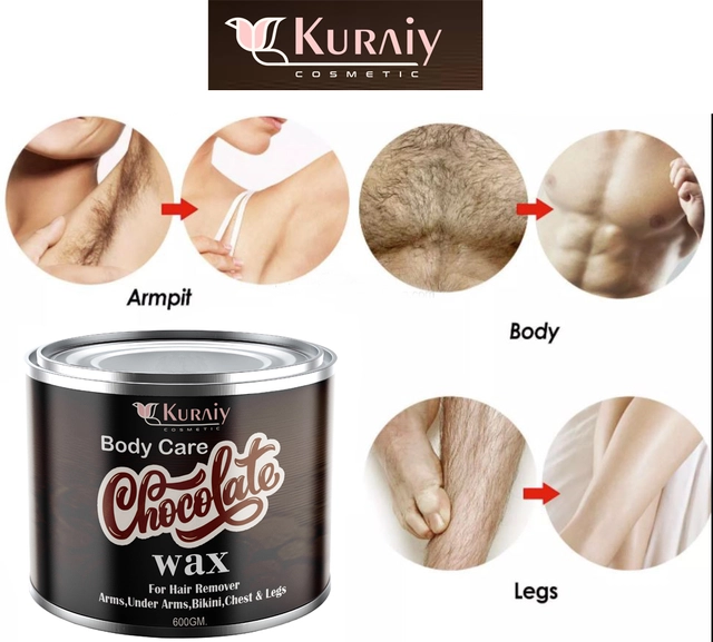 Kuraiy Cosmetic Body Care Chocolate Hair Remover Wax with 40 Pcs Strips & Knife (600 ml, Set of 3)