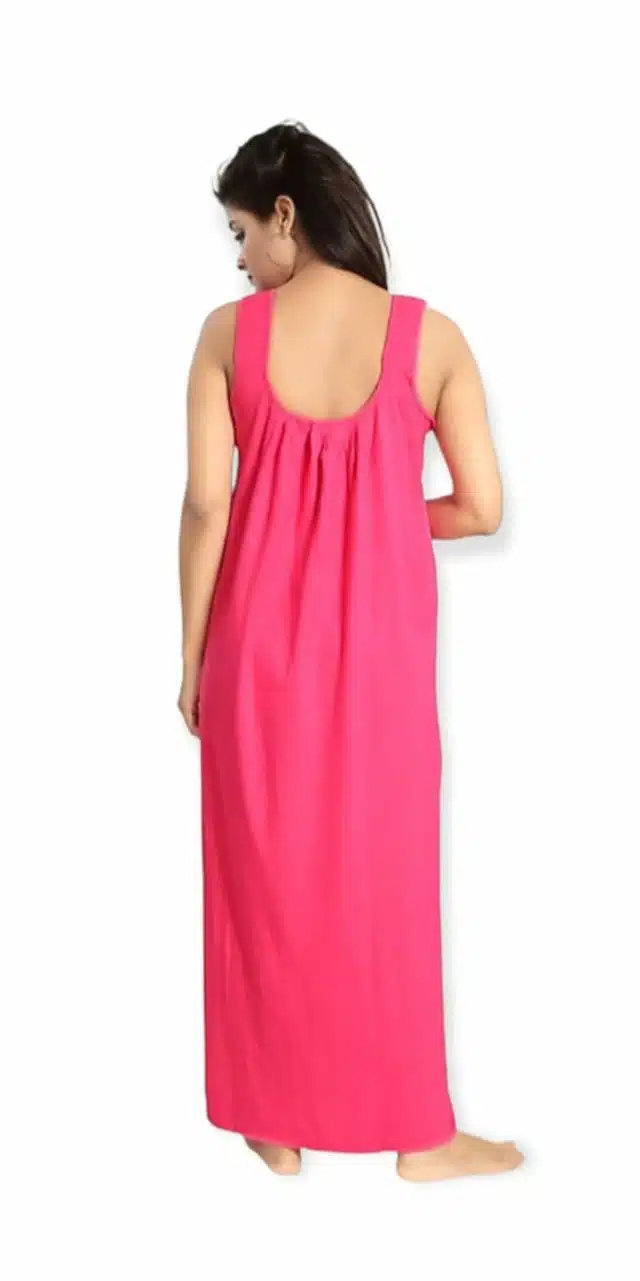 Cotton Sleeveless Nighty for Women (Pink, Free Size)