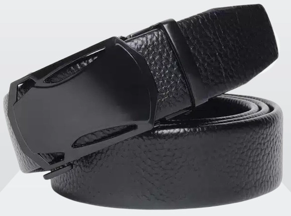 Leather Textured Belt for Men (Black, 34)