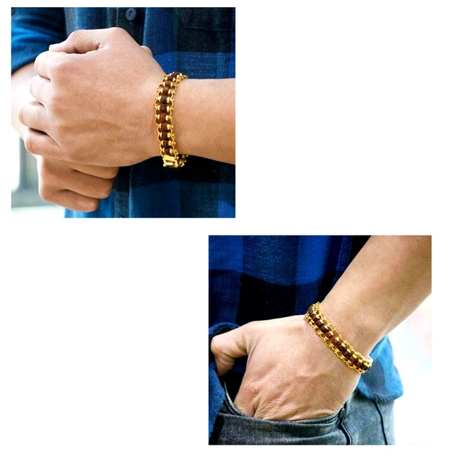 Brass Rudraksha Bracelet for Men & Boys (Gold)