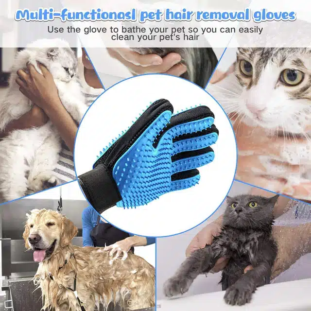 Hair Remover Mitt for Dog (Blue)