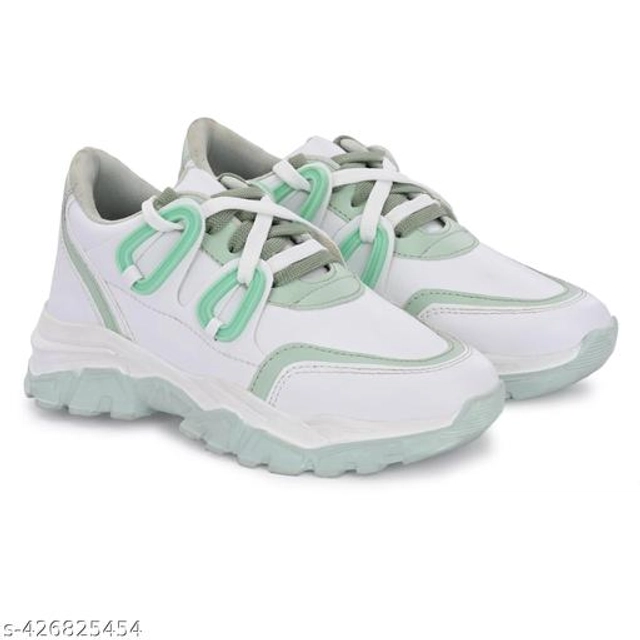 Casual Shoes for Women (Green & White, 3)