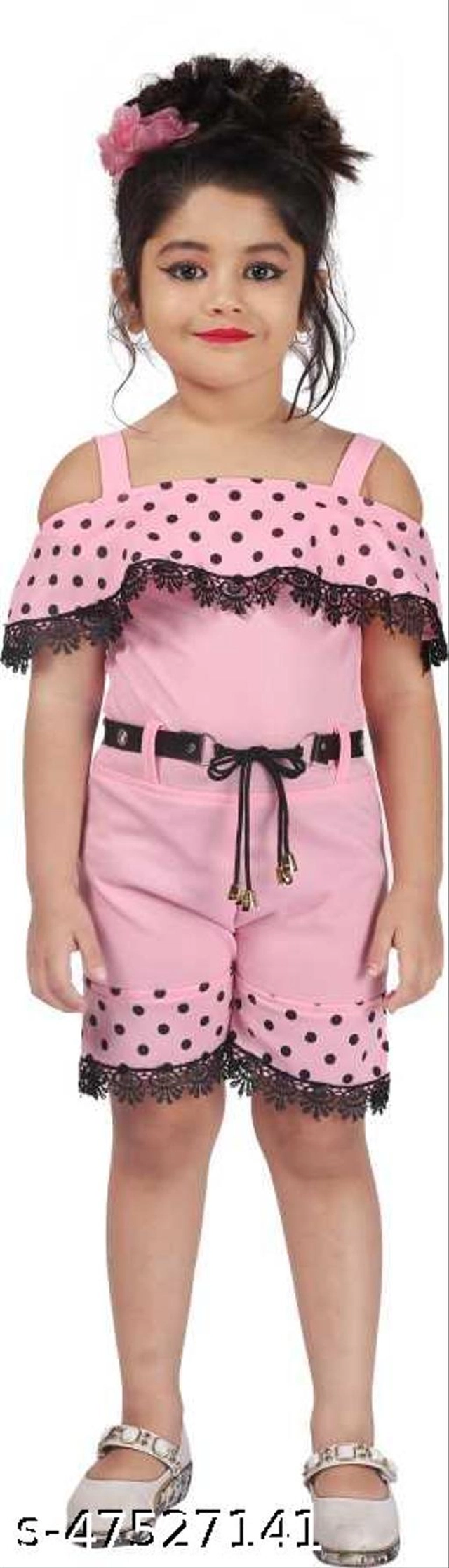 Cotton Jumpsuit for Girls (Pink, 1-2 Years)