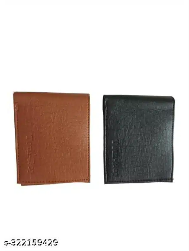 Leather Wallet for Men (Black & Brown, Pack of 2)