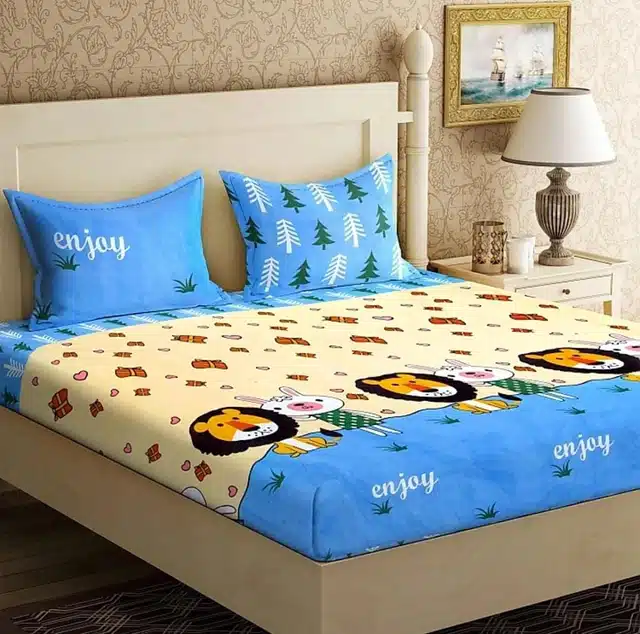 Bedsheets With Two Pillow Covers (Multicolor, 90X100 Inch)