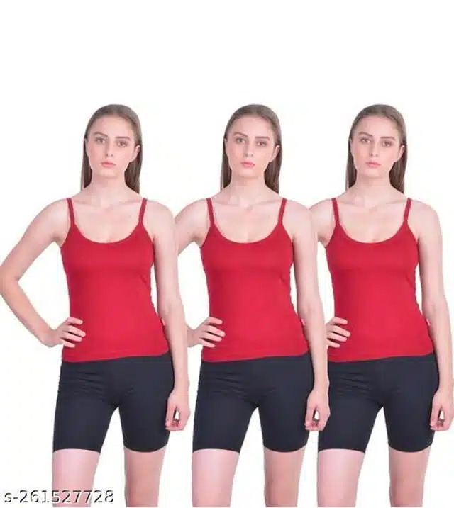 Camisoles for Women (Red, S) (Pack of 3)