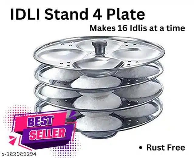 Stainless Steel 4 Plate Idli Maker (Silver)