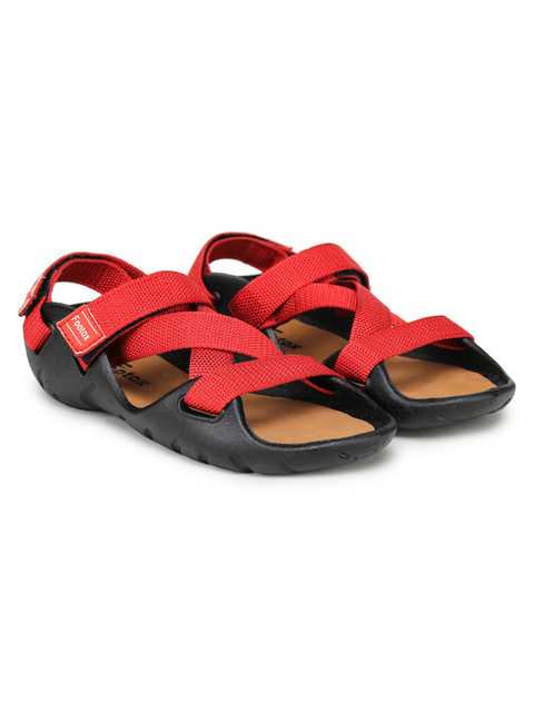 Footox Stylish Mens Sandals & Clogs (Red, 5) (F-905)