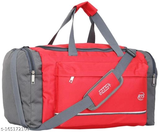 Fabric Duffel Bag (Red & Grey)