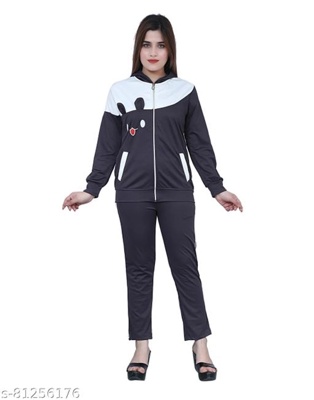 Lycra Tracksuit for Women (Grey, S)