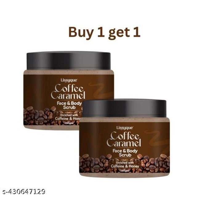  Lissyque Coffee Exfoliate Coffee Scrub For Face & Body, Blackhead Remover, De Tan Removal Ayurveda, Dirt Removal From Neck, Knees, Elbows, Arms 200gm(100gm+100gm) - Pack-2