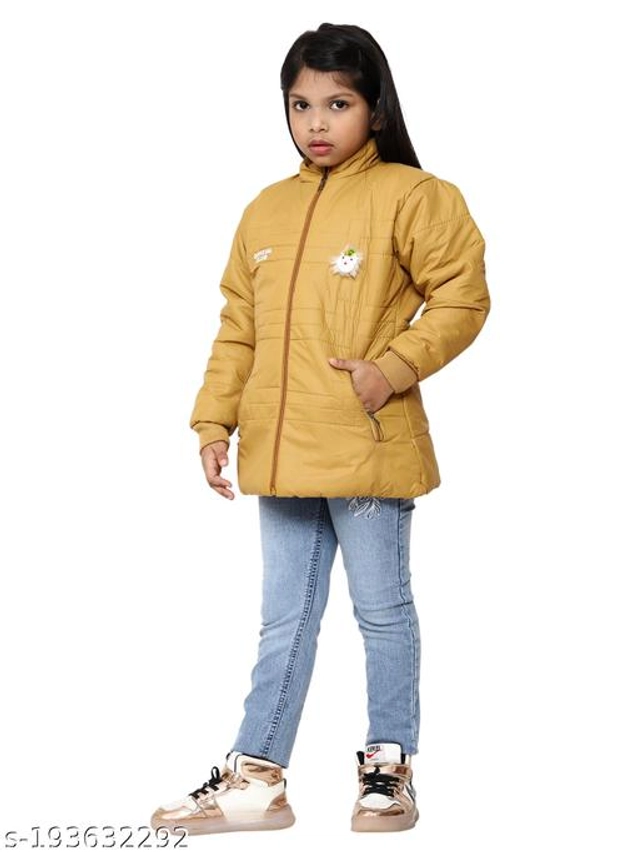 Polyester Jacket for Girls (Mustard, 18-24 Months)