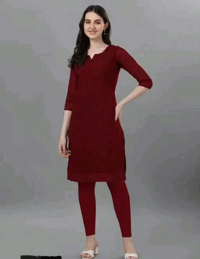 Georgette Chikankari Kurti for Women (Maroon, M)