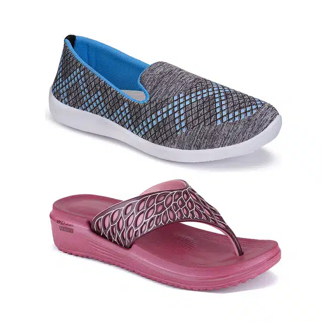 Combo of Casual Shoes & Flip Flops for Women (Pack of 2) (Multicolor, 7)